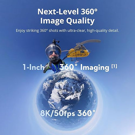 DJI Osmo 360 Camera, Waterproof 8K 360° Action Camera with 1-Inch 360° Imaging, Extended Battery Life with 3 Batteries, Native 8K 360° Video, 105GB Built-in Storage, 360 Action Camera for Sports Osmo 360 Adventure Combo Single