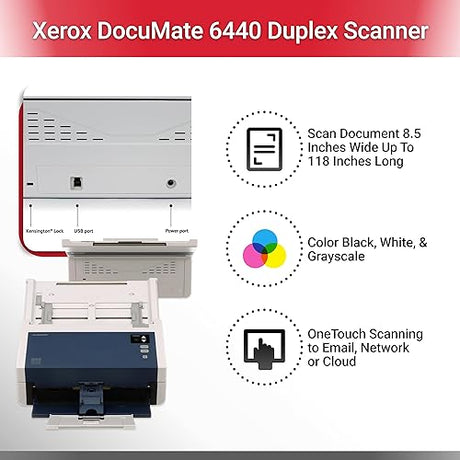 Xerox Scanners XDM6440-U DOCUMATE 6440 60 PPM Duplex Color ADF Scanner