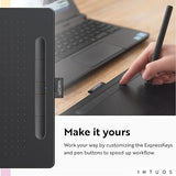 Wacom Intuos Medium Bluetooth Graphics Drawing Tablet, Portable for Teachers, Students and Creators, 4 Customizable ExpressKeys, Compatible with Chromebook Mac OS Android and Windows - Black Black Medium Wireless wireless