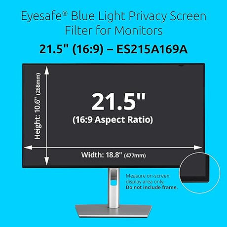 Kensington Eyesafe Privacy Screen for 21.5 inch 16:9 Widescreen Monitor, PCR Plastic, Blue Light Reduction, Computer Privacy Filter for Desktop, Compatible with LG Samsung Dell, EQ215A169A