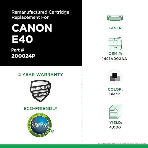 Clover Remanufactured Toner Cartridge Replacement for Canon 1491A002AA (E40) | Black | High Yield Canon E40 Black
