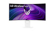 LG 39GX90SA-W 39-inch Ultragear WQHD (3440 x 1440) OLED Curved Gaming Monitor 240Hz, 1ms, NVIDIA G-Sync Compatible, AMD FreeSync Premium, VESA DisplayHDR True Black 400, webOS, USB Type-C, White White 39 WQHD 3440 x 1440 240 Hz