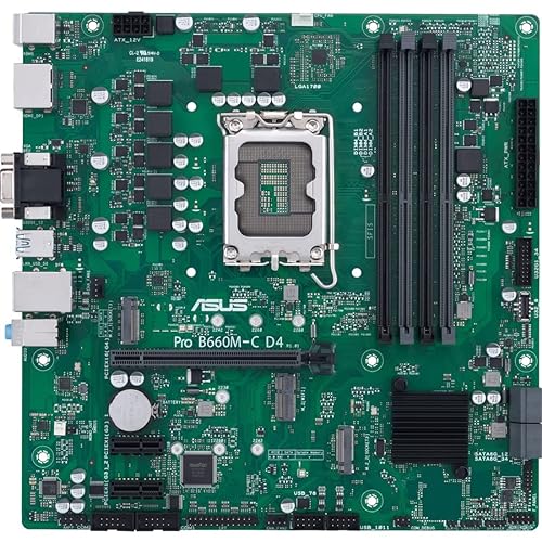 ASUS Pro B660M-C D4-CSM LGA 1700(Intel 12th Gen) Micro-ATX Commercial Motherboard (PCIe 4.0, DDR4,2xM.2 Slots,Front USB 3.2 Type-C,TPM 2.0 IC onboard,Mono-Out Header(with Amp IC), SMBUS Header,ACCE)