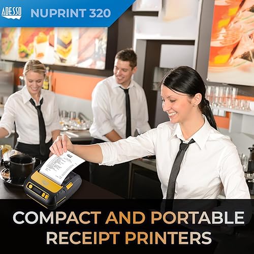 ADESSO 3 80mm Portable Bluetooth Thermal Printer - High-Speed 90mm/s, Compatible with Android, iOS, Windows - Anti-Drop, Shockproof, Water-Resistant NuPrint 320B
