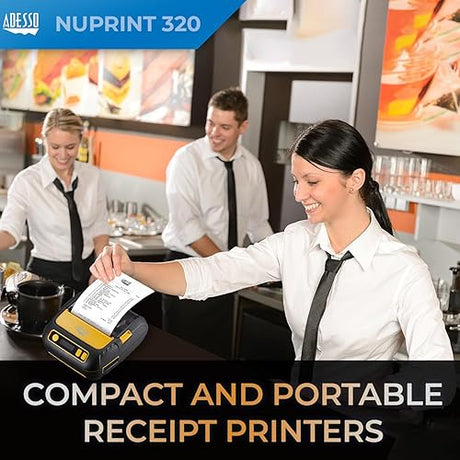 ADESSO 3 80mm Portable Bluetooth Thermal Printer - High-Speed 90mm/s, Compatible with Android, iOS, Windows - Anti-Drop, Shockproof, Water-Resistant NuPrint 320B