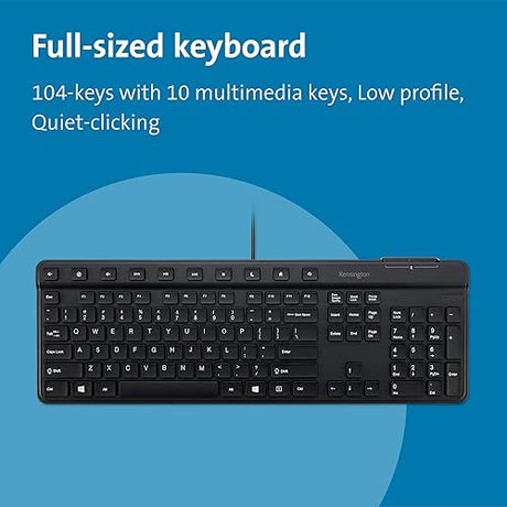 Kensington Simple Solutions Wired Keyboard with Smart Card Reader (CAC) (K55115US)