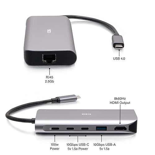 C2G USB-C® 4.0 6-in-1 Mini Docking Station with HDMI®, USB-A, Ethernet, and USB-C® 85W– 8K 60HZ