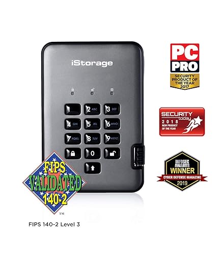 iStorage diskAshur PRO2 256-bit 500GB USB 3.1 Secure encrypted Hard Drive IS-DAP2-256-500-C-X, graphite