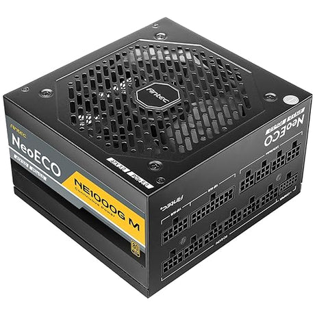 ANTEC NeoECO, NE1000G M ATX3.0, 1000W Full Modular PSU, 80 Plus Gold Certified, PCIE 5.0 Support, PhaseWave Design, Japanese Caps, Zero RPM Manager, Silent 120mm Fan, 10-Year Warranty 1000W Gold ATX 3.0