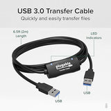 Plugable USB Transfer Cable, Unlimited Use, Transfer Data Between 2 Windows PC's, Compatible with Windows 11, 10, 7, XP, Bravura Easy Computer Sync Software Included