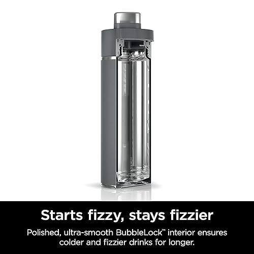 Ninja Thirsti 24oz Travel Bottle for Sparkling Drinks, Fizzier Longer, Leak Proof, 24 Hours Cold, Dishwasher Safe, Insulated Tumbler, Grey, DW2401CGY (Canadian Version)