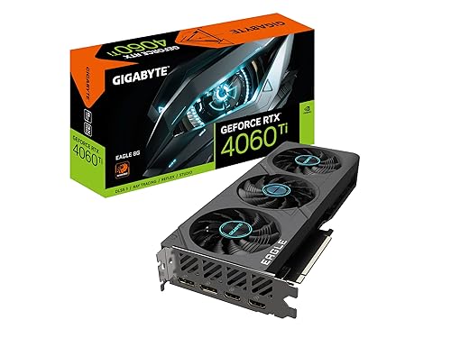 Gigabyte GeForce RTX 4060 Ti Eagle 8G Graphics Card, 3X WINDFORCE Fans, 8GB 128-bit GDDR6, GV-N406TEAGLE-8GD Video Card