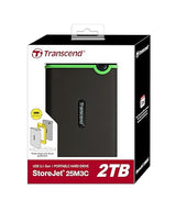 Transcend StoreJet 25M3C 2.5 External Hard Drive 2TB (Dark Grey) (TS2TSJ25M3C) 2TB Type C to Type C Green
