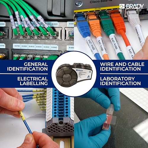 Brady Self-Laminating Vinyl Pre-Sized Labels for Label Printer BMP41/BMP51/BMP53/M511-260 Self Adhesive Printer Labels - Black on White, Transparent (25,40 mm (W) x 25,40 mm (H)) - M4-49-427