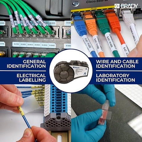 Brady Label Tape Heat Shrink Polyolefin for Labeling Machines BMP51/BMP53/M511-80 Self-adhesive labels - Black on white (25.78 mm (L) x 11.15 mm (A)) - M5-250-1-342 Self-laminating Vinyl Black on White Clear 38,10 mm (W) x 38,10 mm (H)