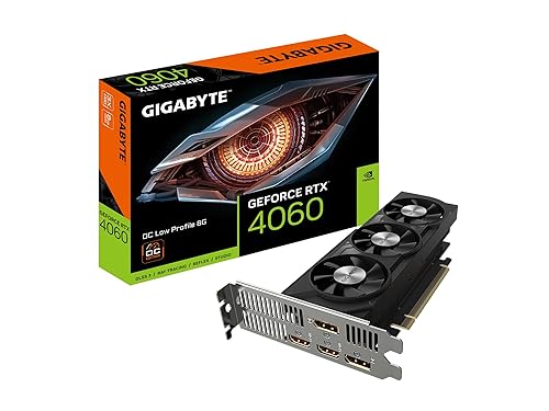 Gigabyte GeForce RTX 4060 OC Low Profile 8G Graphics Card, 3X WINDFORCE Fans, 8GB 128-bit GDDR6, GV-N4060OC-8GL Video Card