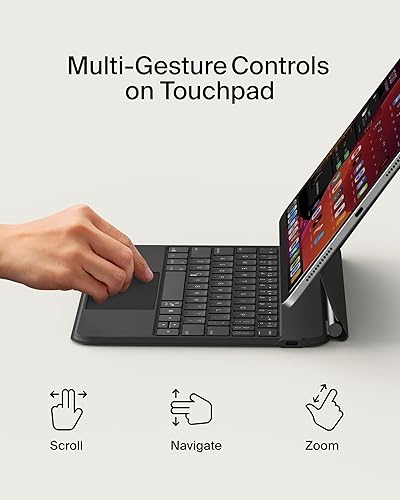 Belkin Pro Keyboard Case w/Magnetic Stand, Backlit Bluetooth Keyboard, Multi-Gesture Controls, Magnetic Apple Pencil Storage Compatibility, & Multimedia Keys for iPad Pro 11 (M4) - Black