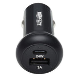 Tripp Lite USB Car Charger, 24W Dual Port USB Car Charger, USB-C 24W PD 3.0, USB-A 24W QC 3.0, Black (U280-C02-24W-1B)