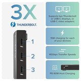Plugable Thunderbolt 4 Hub | 60W Laptop Charging | 3X Thunderbolt 4 Ports | Dual 4K/Single 8K Displays | USB4 Compatibility - TBT4-HUB3C