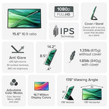 Plugable USB C Portable Monitor 15.6 Inch, 100W Pass-Through Charging for Your Laptop Smartphone Tablet, 3x USB-C 10Gbps Hub FHD 1920x1080 IPS Travel Display 1.85lbs, Protective Case/Stand, USBC-PDMON