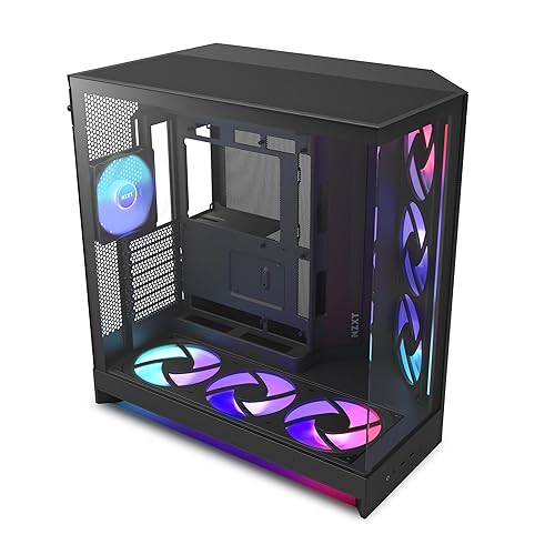 NZXT H9 Flow RGB+ (2025) Dual-Chamber Mid-Tower Case w/RGB Fans & Controller - All Black