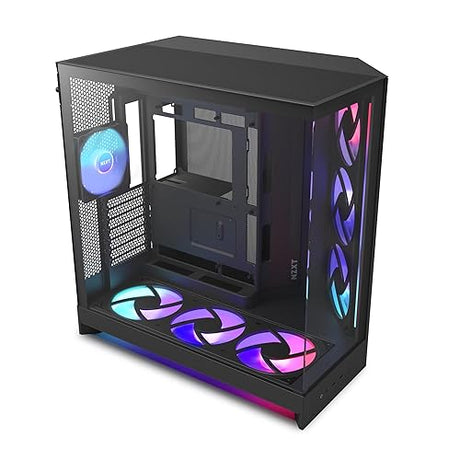 NZXT H9 Flow RGB+ (2025) Dual-Chamber Mid-Tower Case w/RGB Fans & Controller - All Black