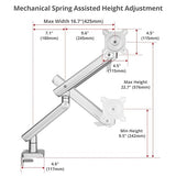 SIIG Single 49 Inch Mechanical Spring Monitor Arm Top Mount-Silver for 22-49 VESA Screens, Full Motion Tilt Swivel Rotation, Height Adjustable with C-Clamp Base, TAA Compliant (CE-MT3V11-S1)