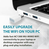 D-Link AC1300 USB WiFi Adapter | 2.4/5GHz Dual Band Wireless Internet Travel Size for Desktop PC Laptop | MU-MIMO Plug & Play | Supports Windows 10/11 Drivers | WPA3 Enhanced Security (AC13U-CA)