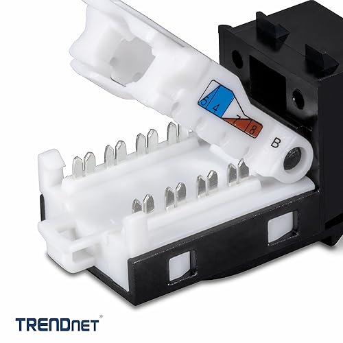TRENDnet Cat6 Keystone Jack, 25-Pack Bundle, 90° Angle Termination, Compatible with Cat5, Cat5e, & Cat6 Cabling, Color-Coded Labeling for T568B Wiring, Gold-Plated Contacts,TC-K25C6BK 25-Pack Keystone Jacks - Black