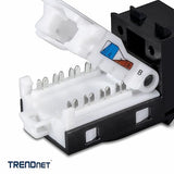 TRENDnet Cat6 Keystone Jack, 25-Pack Bundle, 90° Angle Termination, Compatible with Cat5, Cat5e, & Cat6 Cabling, Color-Coded Labeling for T568B Wiring, Gold-Plated Contacts,TC-K25C6BK 25-Pack Keystone Jacks - Black