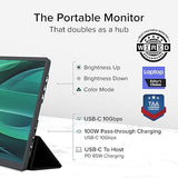 Plugable USB C Portable Monitor 15.6 Inch, 100W Pass-Through Charging for Your Laptop Smartphone Tablet, 3x USB-C 10Gbps Hub FHD 1920x1080 IPS Travel Display 1.85lbs, Protective Case/Stand, USBC-PDMON