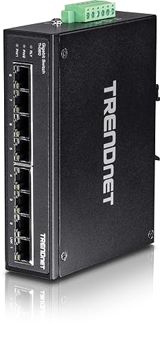 TRENDnet 8-Port Hardened Industrial Gigabit DIN-Rail Switch, 16 Gbps Switching Capacity, IP30 Rated Metal Housing (-40 to 167 ºF), DIN-Rail & Wall Mounts Included, Lifetime Protection, Black, TI-G80 8 Port Switch Switch