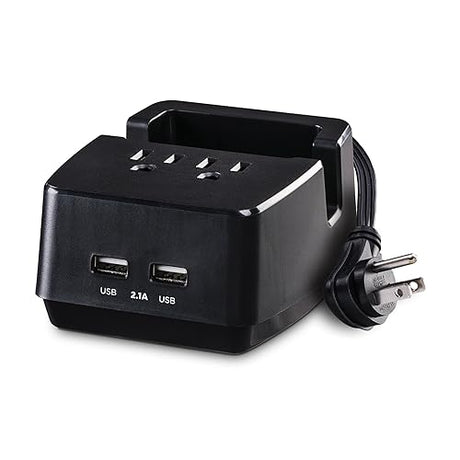 CyberPower PS205U Dual USB Power Station, 2 Outlets, 2 USB Ports, Device Cradle, 5 Foot Power Cord, Black 2 AC Outlets