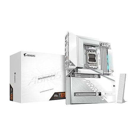 GIGABYTE X870 AORUS Stealth ICE AMD AM5 Motherboard, ATX, DDR5, 4X M.2, PCIe 5.0, 2xUSB-4,USB-C, WIFI7, 5GbE LAN, EZ-Latch