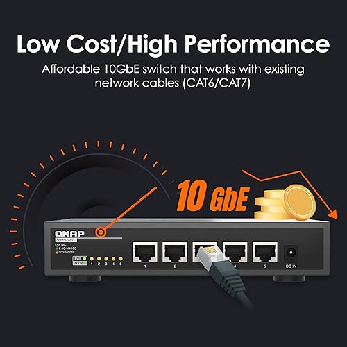 QNAP 5-Port 10GBASE-T Unmanaged Switch (QSW-3205-5T-US)