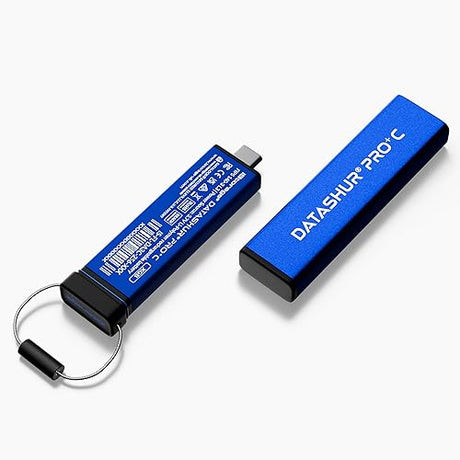 iStorage datAshur Pro+C 128GB - Secure USB Type-C Flash Drive - FIPS 140-3 Level 3 Certified - PIN Code Protected - Type C-A Adapter Included