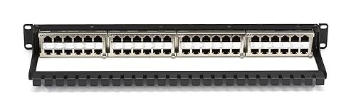 SpaceGAIN CAT6 High-Density Feed-Through Patch Panel Shielded 48-Port 1U