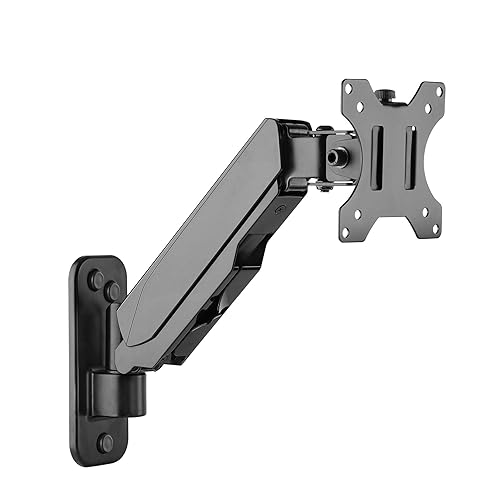 SIIG Aluminum Gas Spring Full Motion Ergonomic Single Arm Monitor Wall Mount - Heavy Duty Holds 17" to 32" Screen, up to 19.8 lbs - Single VESA 75/100m