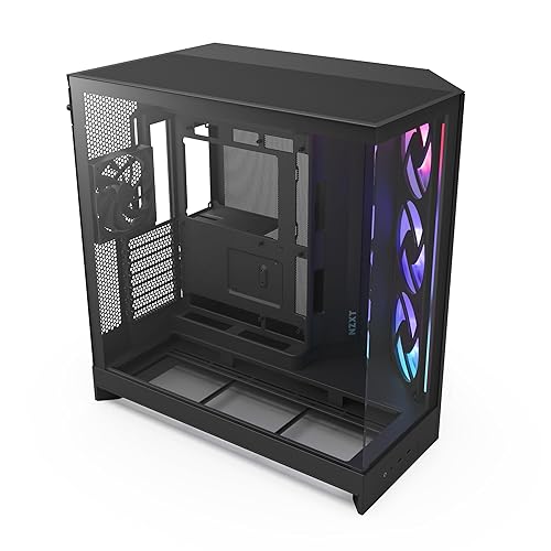 NZXT H9 Flow RGB (2025) Dual-Chamber Mid-Tower Case w/RGB Fans - All Black