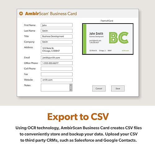 Ambir ImageScan Pro 667 Business Card Scanner with AmbirScan Business Card for Windows PC