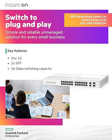 HPE Networking Instant On Switch Series 1430 26-Port Gb Unmanaged Layer 2 Ethernet Switch | 26x 1G | 2X SFP Uplink Ports | Fan-Less | US Cord (R8R50A#ABA) 26G 2SFP