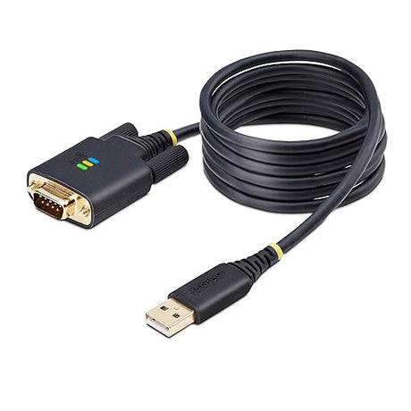 StarTech.com 6.6ft/2m USB to Serial Adapter Cable, COM Retention, FTDI, USB-A to DB9 RS232, Interchangeable DB9 Screws/Nuts