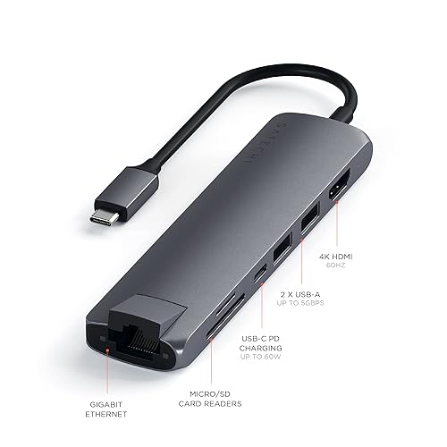 Satechi USB-C Slim Multi Port with Ethernet Adapter - Space Gray