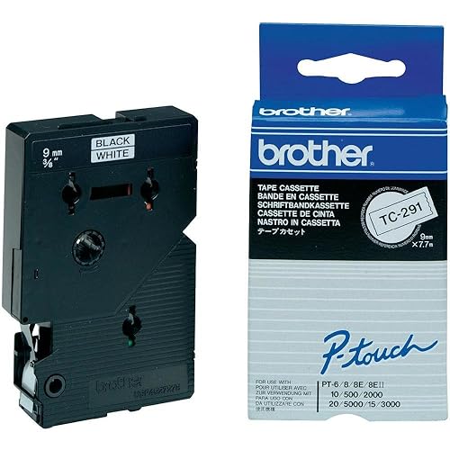 Brother TC291 Black On White Laminated Tapes