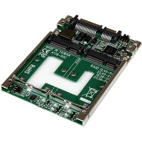 StarTech.com Dual mSATA SSD to 2.5” SATA RAID Adapter Converter - 2x mSATA SSD to 2.5in SATA Adapter with RAID and 7mm Open Frame Housing (25SAT22MSAT)