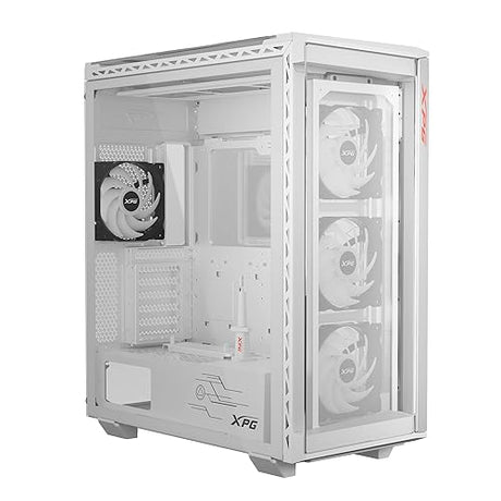 XPG Battlecruiser II Mid-Tower ATX PC Gaming Case: Exoskeleton-Driven, Aesthetics, Efficient Airflow, 420mm Radiator, GPU Holder, Cable Management, XPG Prime Box, White(BATTLECRUISERIIPST-WHCWW)