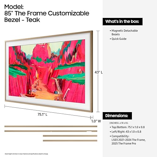 SAMSUNG 85-inch The Frame Customizable Bezel - Modern Teak (VG-SCFF85TKBZA) [Canada Version] (Compatible with All Frame Models 2021 Onwards) 85 Inch Modern Teak Wood