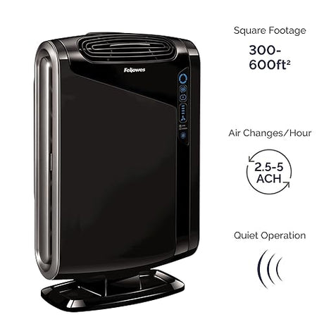 Fellowes AeraMax 290 Air Purifier Mold, Odors, Dust, Smoke, Allergens and Germs with True HEPA Filter and 4-Stage Purification, Large Room 300-600 sq. ft., Black Large Room Black