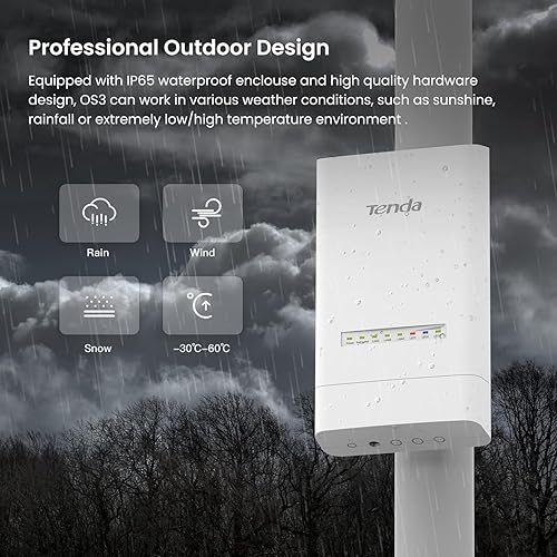 Tenda OS3 Wireless Bridge,5km+ PtP Point to Point Wireless Bridge Outdoor,5.8GHz AC867 CPE (2 Pack),12dBi Antennas,4 Fast Ethernet LAN Ports,Passive PoE Powered,IP65 Weatherproof,Plug&Play