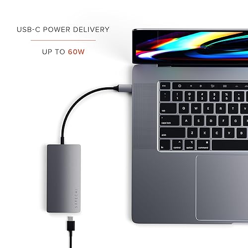 Satechi 8 in 1 USB C Hub Multiport Adapter V2, 4K HDMI, 115W USB C PD Charging, 3 USB-A, Ethernet, Micro/SD Card Readers, for Laptop, MacBook Air/Pro M4, iPad, Windows - Space Gray V2 Space Gray